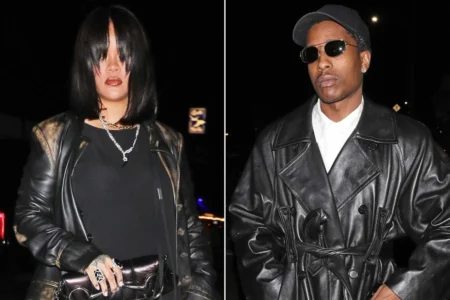 Rihanna and A$AP Rocky Match Leather Trench Coats