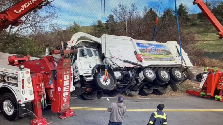 Shelton Garbage Truck Overturned Uprighted Shelton Garbage Truck Overturned Uprighted